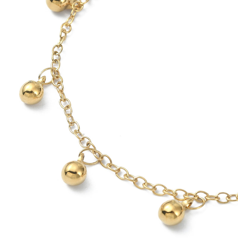 Stainless Steel Gold Necklace with Round Charms and extender