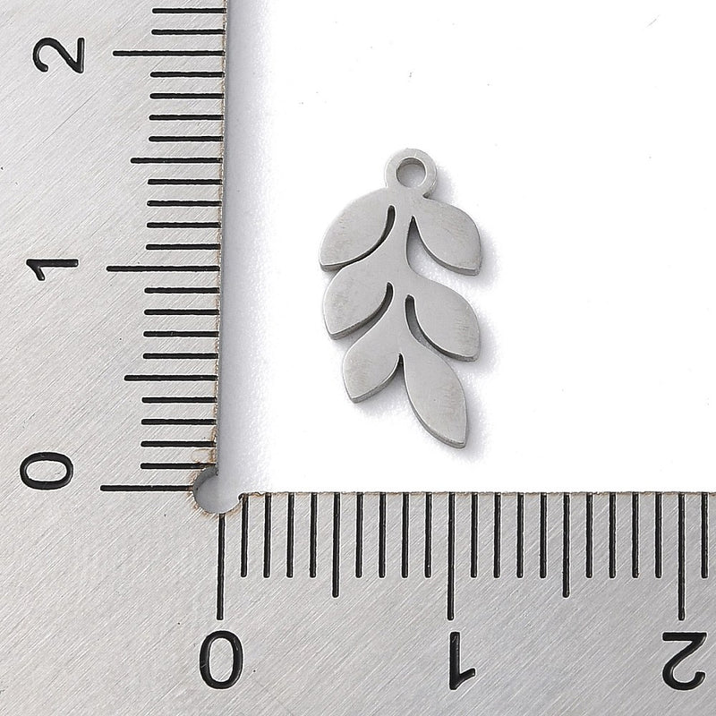 Stainless Steel Hanging Tiny Leaves Charm