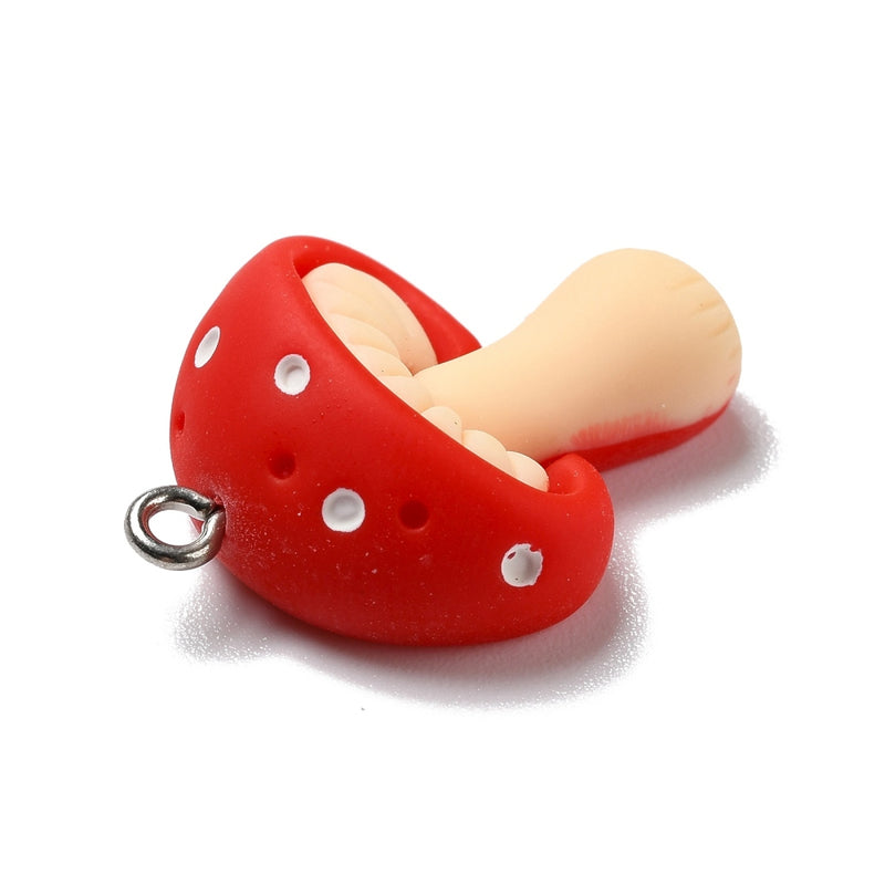 Opaque Resin Red Mushroom Charm