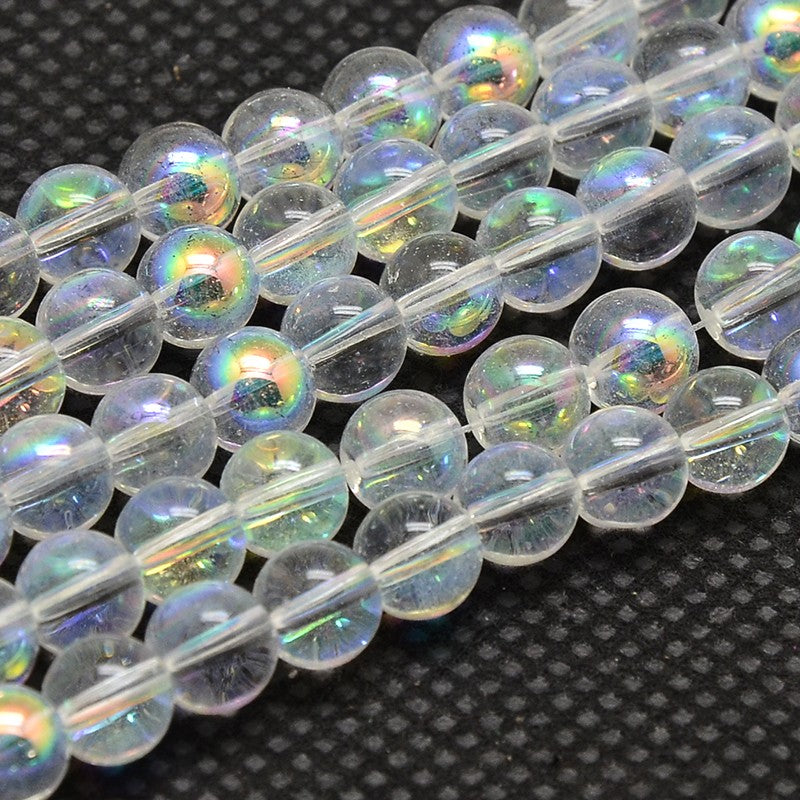 Electroplated Austrian Crystal Round AB Bead Strand