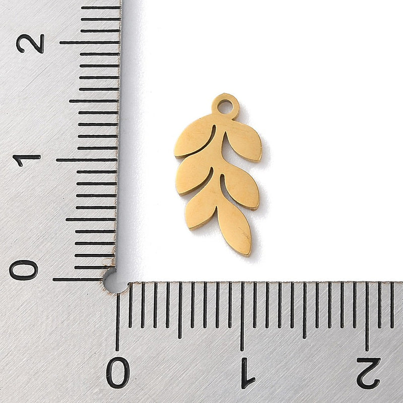 Stainless Steel Hanging Tiny Leaves Charm