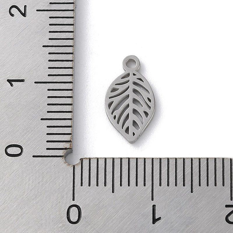 Stainless Steel Hanging Leaf Charm