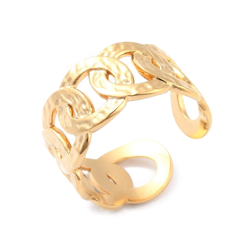 Stainless Steel Gold Adjustable Link Ring