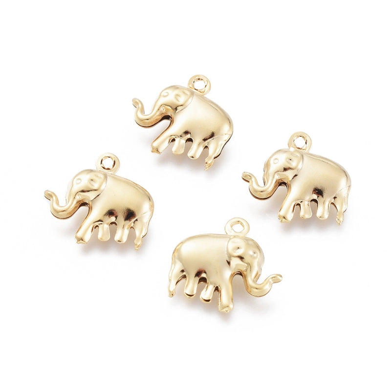 Stainless Steel Puffed Elephant Charms
