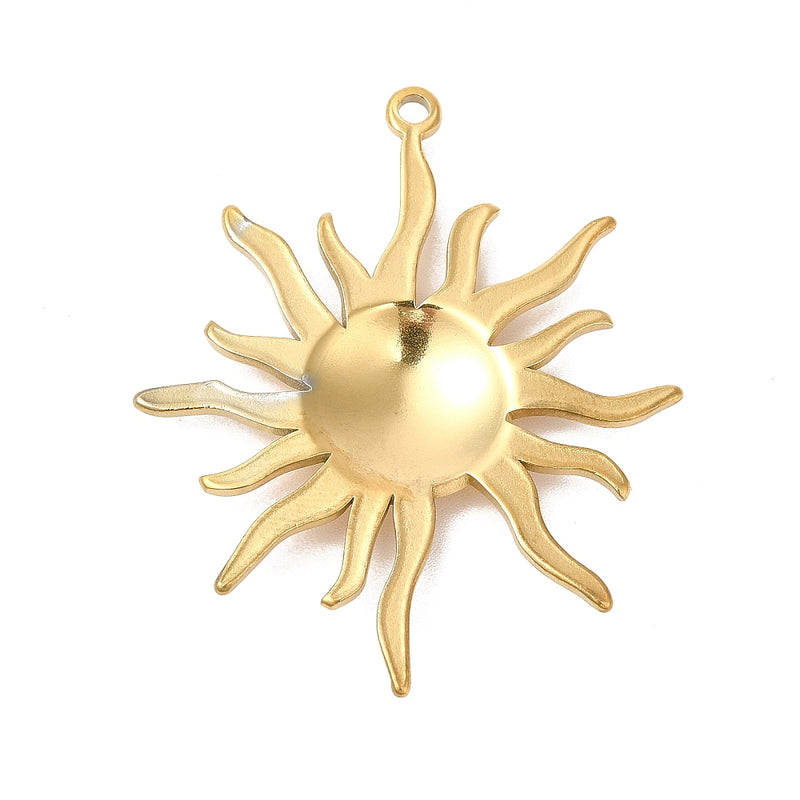 18k Gold Plated Stainless Steel Gold Sun Charm