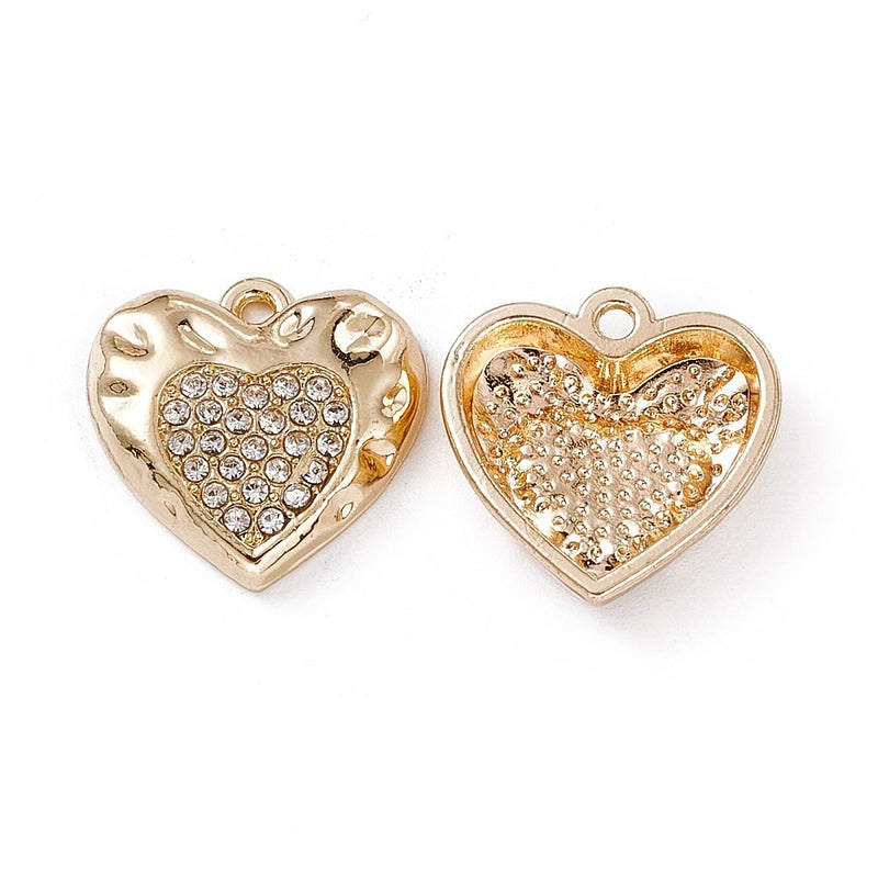 Alloy Rhinestone Gold and Silver Hearts Charms