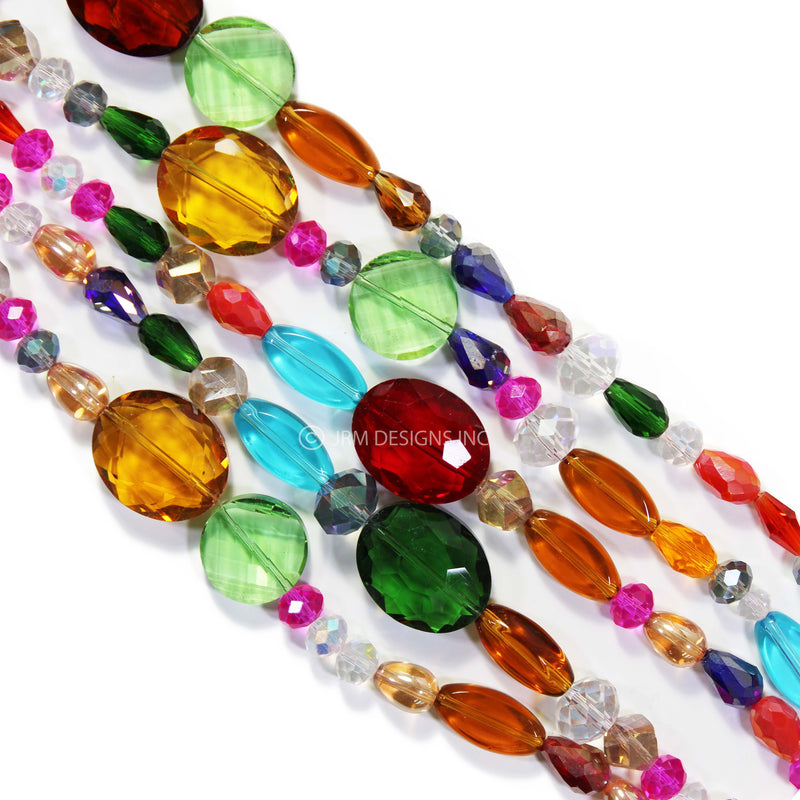 Glass Bead Faceted Assorted Colors & Shapes