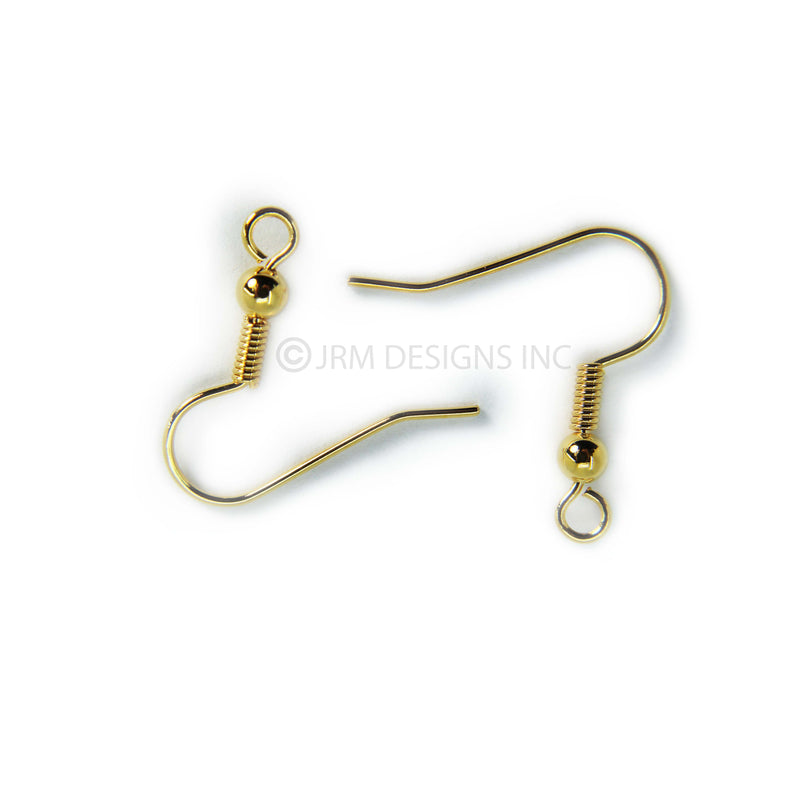 Fish Hook Earring With Coil & Bead (18mm)