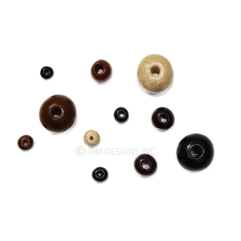 Wood Beads Round Assorted Size 6-20mm (45 PCS)
