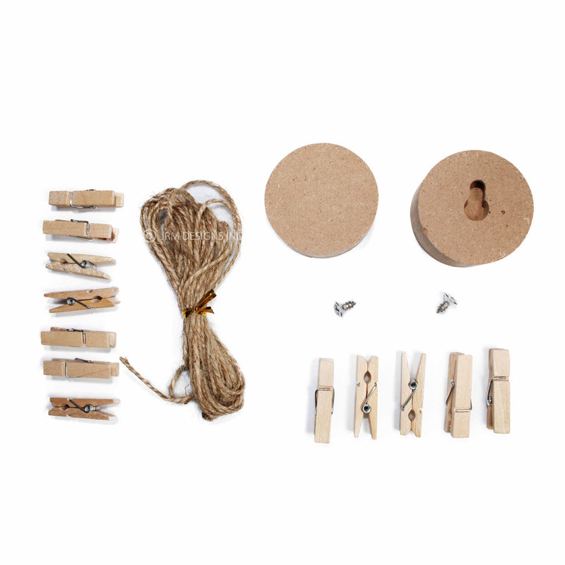 Wood Photo Garland with Wood Clips & Jute (5 ft.)