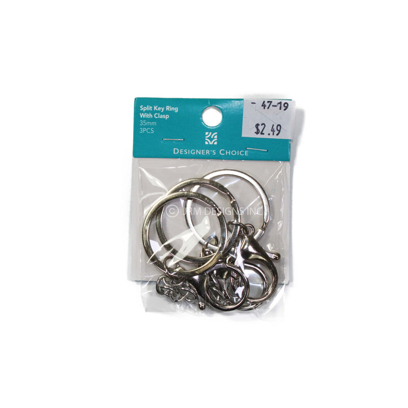 Split Key Ring With Lobster Clasp 35mm (3 PCS)