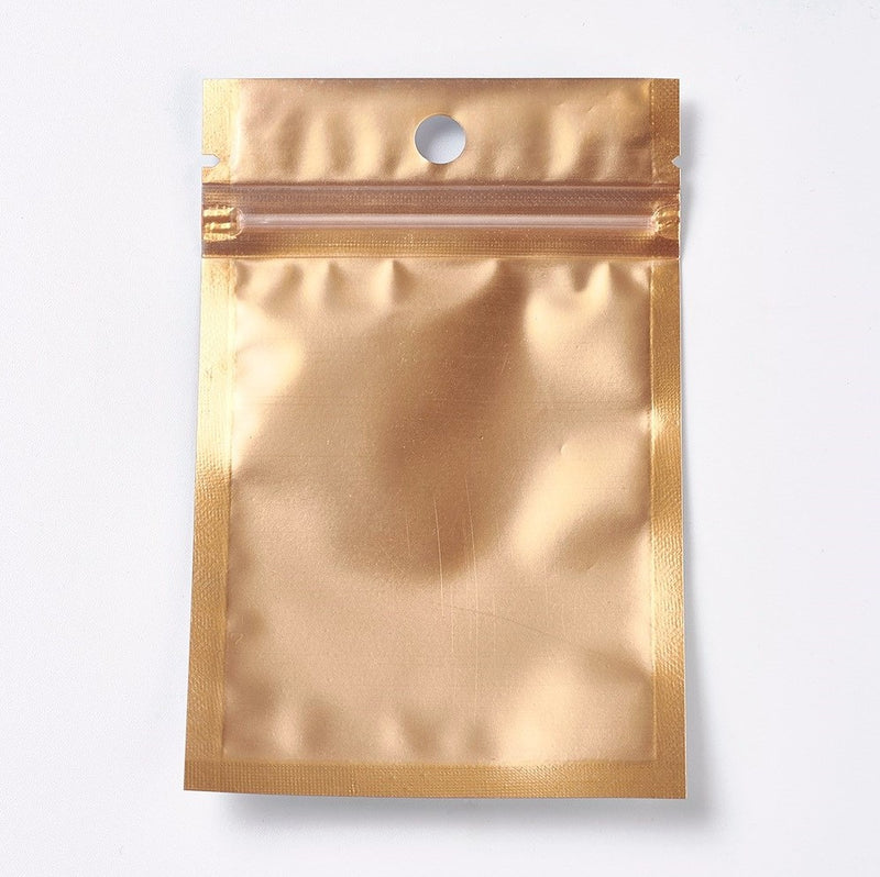 Aluminum Foil Zip Lock Plastic Bags Resealable Gold & Translucent