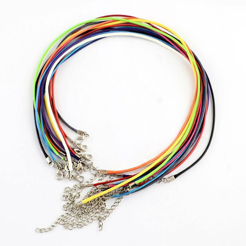 Waxed Color Cotton Cord Necklace (10 PCS)