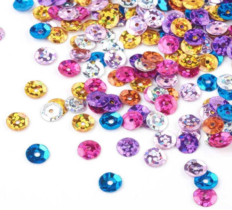 Semi-cupped Assorted Colors Sequins Beads (20 gm)