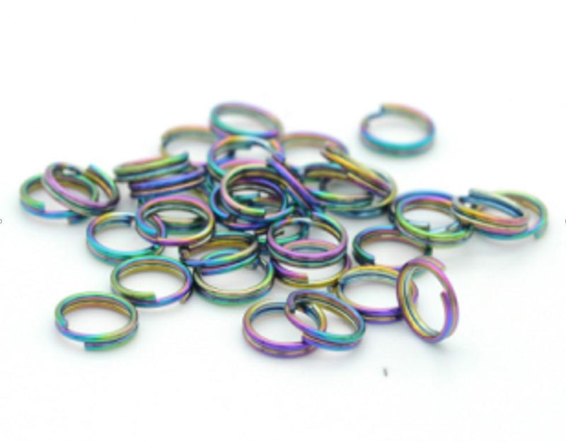 Stainless Steel Multicolor Split Ring (10 PCS)