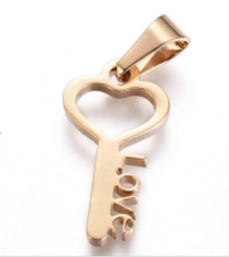 Stainless Steel Key Love Pendant