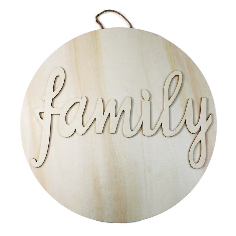 Wood Word "Family" Sign Home Décor
