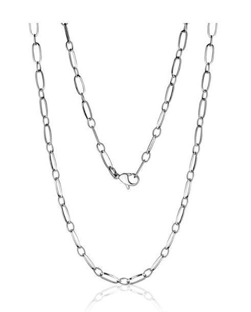 Stainless Steel Elongated Link Necklace