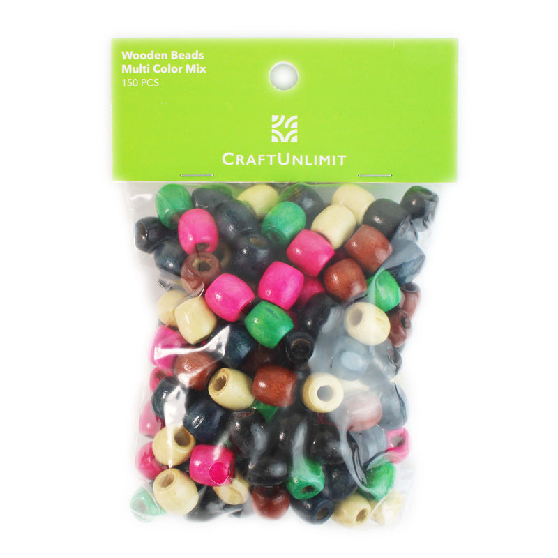 Wood Beads Multi Color Mix (150 PCS)
