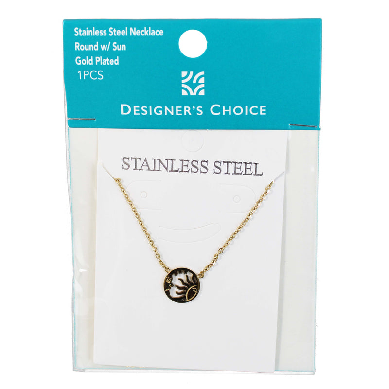 Stainless Steel Necklace Sun Charm