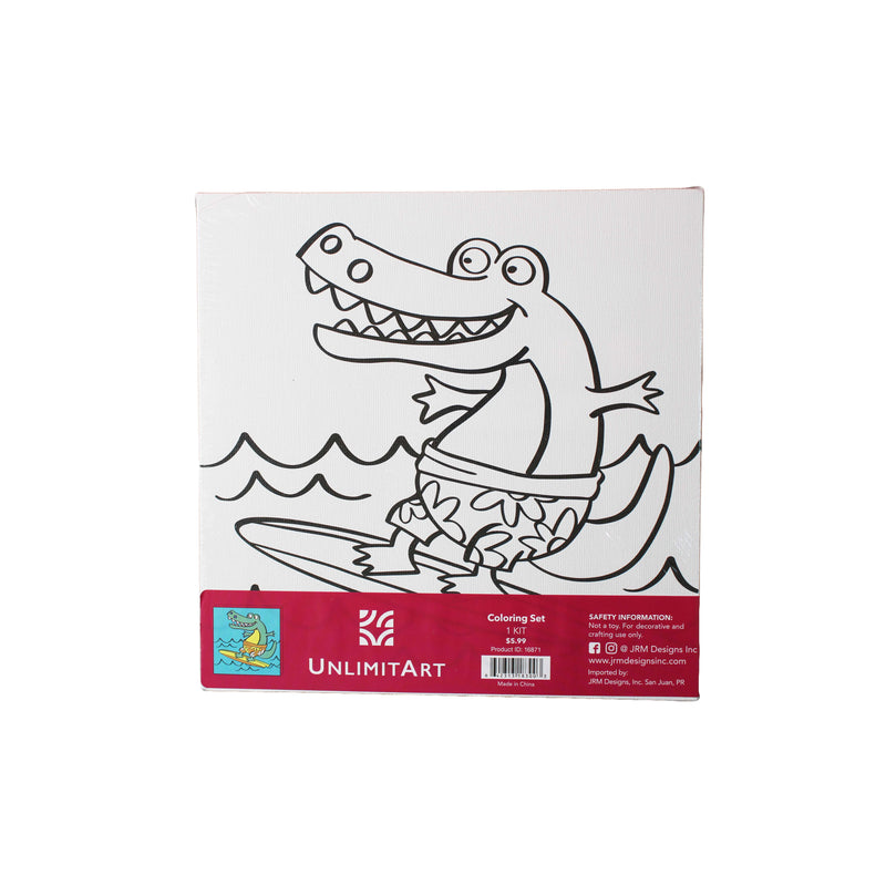 Double Coloring Set Canvas with Acrylic Paint Set and Brush- Crocodile & Crab