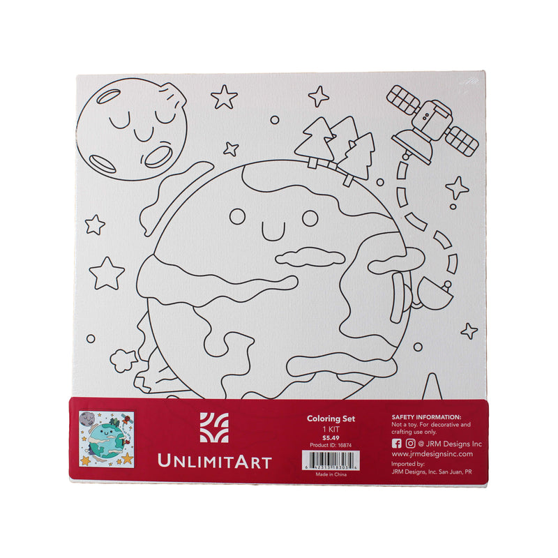 Coloring Set Canvas with Acrylic Paint Set and Brush- Earth