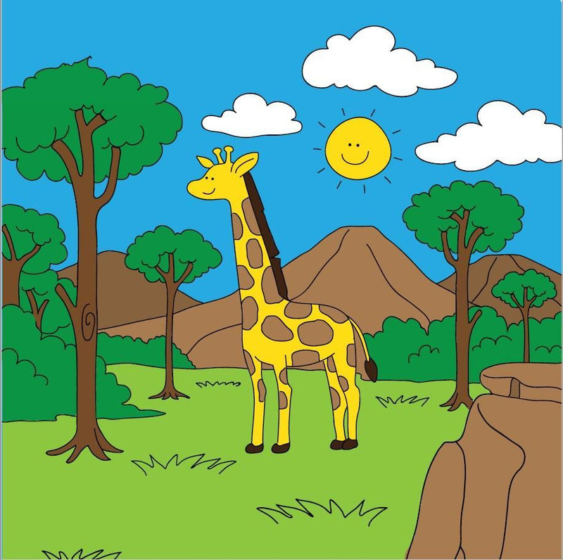 Coloring Set Canvas with Acrylic Paint Set and Brush- Girafe
