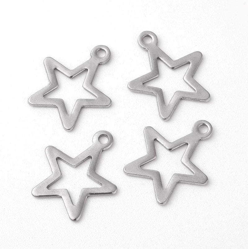 Stainless Steel Star Charm (4 PCS)