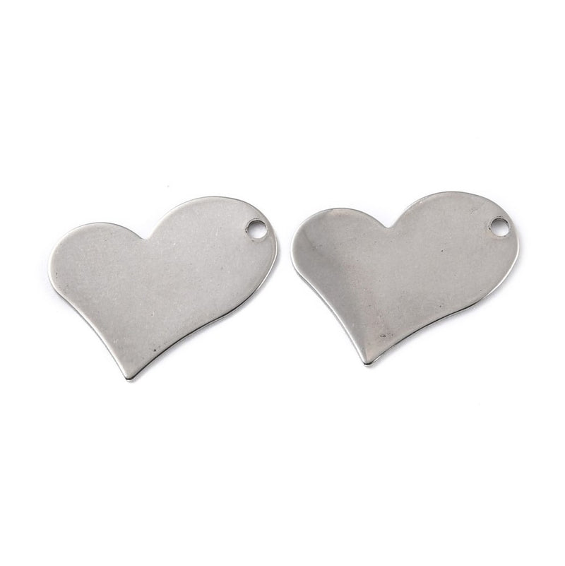 Stainless Steel Asymmetric Heart Silver Pendant (2 PCS)