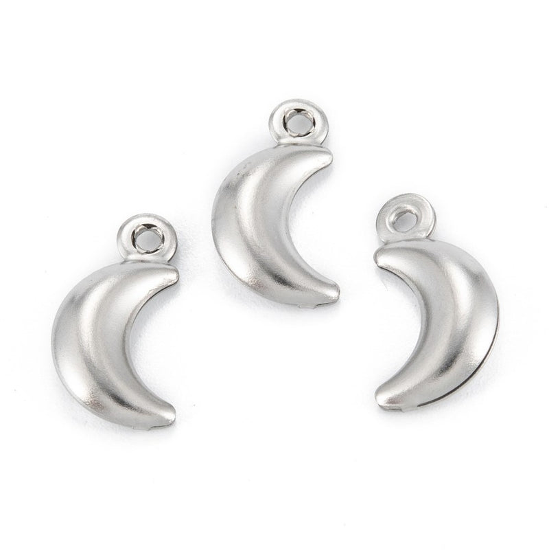 Stainless Steel Moon Charms Silver (3 PCS)
