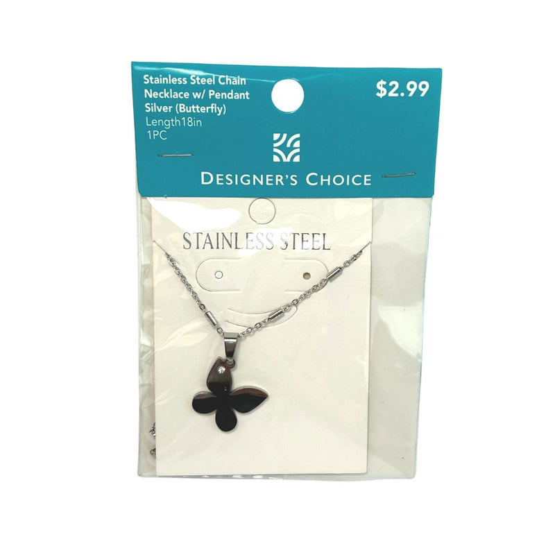 Stainless Steel Chain Necklace w/ Pendant (Butterfly)