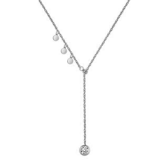 Stainless Steel Chain Necklace with Charms & Rhinestone