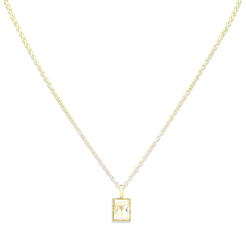 Stainless Steel Square Glass Pendant with Chain and extensor