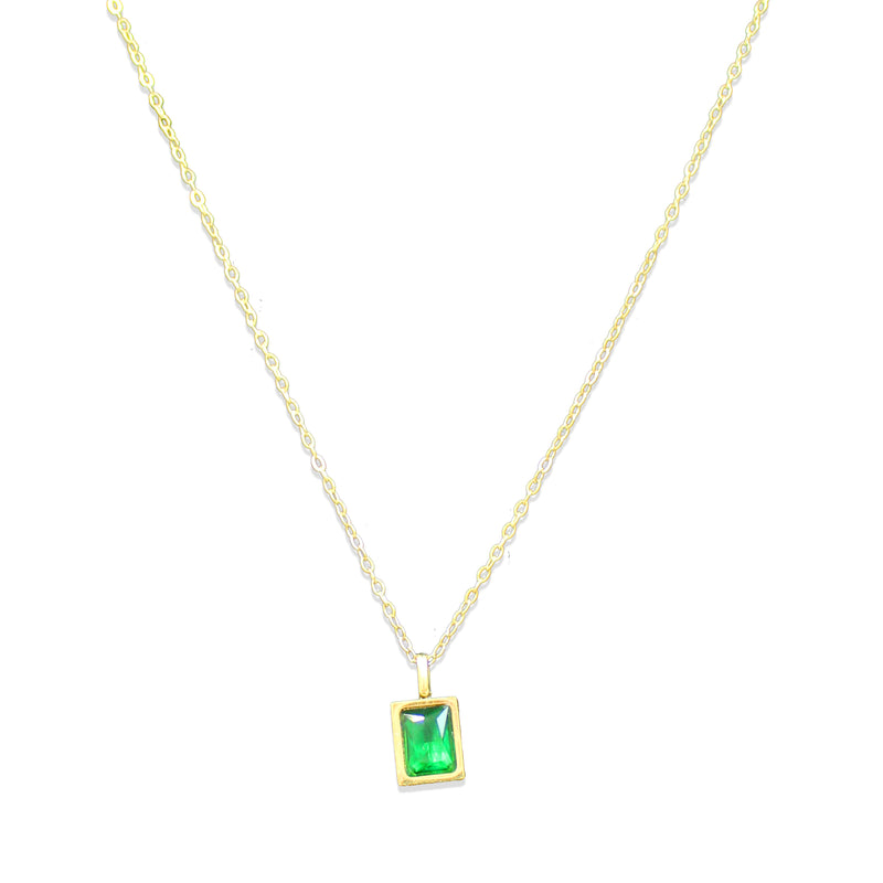 Stainless Steel Square Glass Pendant with Chain and extensor