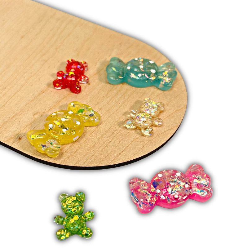 Acrylic Glitter Flat Backs Bear & Candy Assortment
