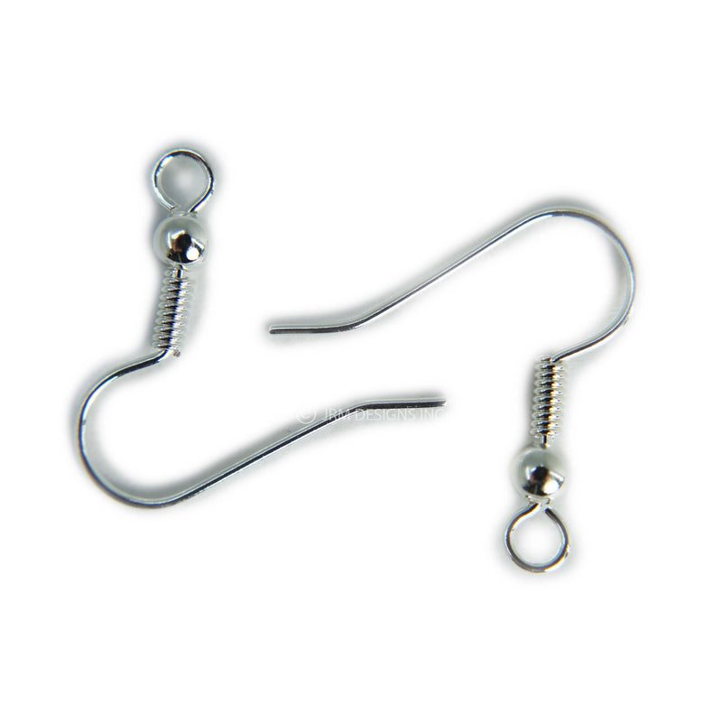 Fish Hook Earring With Coil & Bead (18mm)