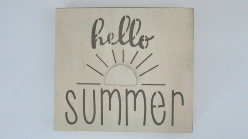 Wood Decor "Hello Summer" Stand with Light