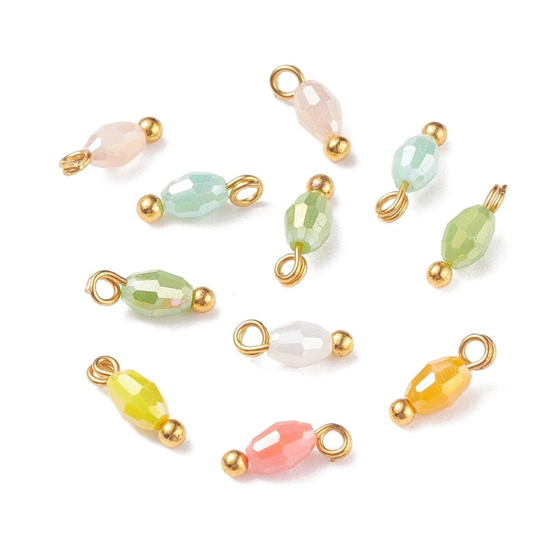 Glass Bead Charms with Brass Gold Ball Head Pin