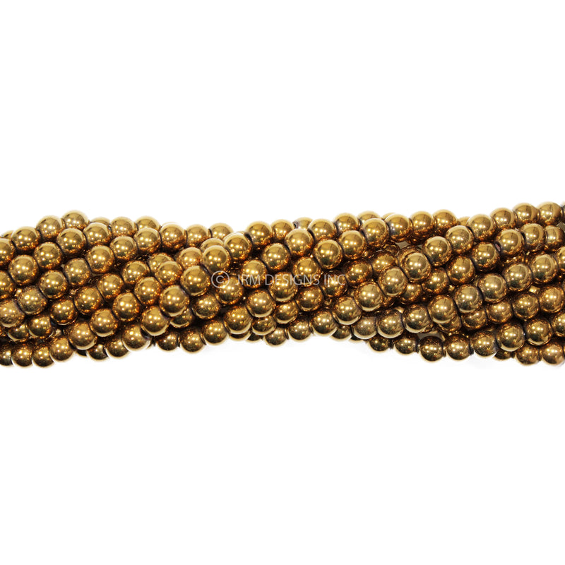 Hematite Round Beads Gold